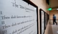 A copy of the Ten Commandments posted in a hallway at the Georgia state capitol building in Atlanta.