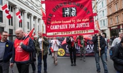 Supporters of the Shrewsbury 24 take part in a march in London in 2018