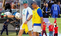 Luiz Felipe Scolari Clockwise: congratulating Portugal’s keeper Ricardo after he scored the winning penalty against England, With Brazil World Cup hero Ronaldo, talking to Drogba at Stanford Bridge, winning with Guangzhou Evergrande and instructing as Palmeiras head coach