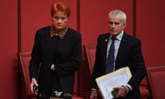 One Nation senators Pauline Hanson and Malcolm Roberts