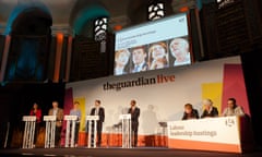 The contenders for Labour’s leadership at the Guardian hustings in London on 27 August