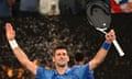 Victorious in straight sets: Novak Djokovic of Serbia celebrates winning in the Semifinal singles match against Tommy Paul of the United States 