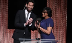 John Krasinski and Academy president Cheryl Boone Isaacs at this year’s Oscar nominations announcement. The ensuring row over the lack of diversity left Boone Isaacs ‘heartbroken’. 