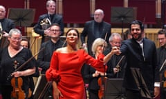 Husband and wife team … Sonya Yoncheva and Domingo Hindoyan take a bow in the Philharmonic Hall on Thursday.