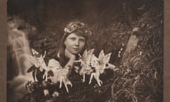 Frances Griffiths in one of the Cottingley fake fairies photographs.