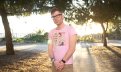 Ben Leyland standing among trees near a beach in Santa Monica, California