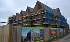 Residential properties at a Barratt construction site for new houses and homes near Aylesbury in July 2023