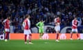 Mikel Arteta lamented Arsenal’s lack of purpose, aggression and threat as they slipped to a last-gasp 1-0 defeat at Porto in the first leg of their Champions League last‑16 tie