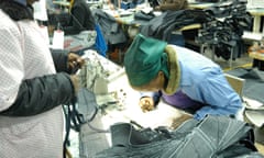 Chinese clothing factory for making blue jeans in Lesotho Africa<br>AEGMB9 Chinese clothing factory for making blue jeans in Lesotho Africa