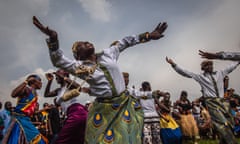 Artists from different cultures originating from the Great Lakes dance together