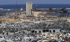 The scene of the explosion in the port of Beirut two weeks after it occurred in 4 Aug 2020.