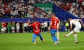 Turkey's Cenk Tosun scores their second goal against Czech Republic.