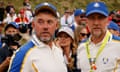 Lee Westwood and Ian Poulter on the 18th hole at Whistling Straits after USA won the Ryder Cup.