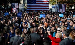 U.S. Democratic presidential nominee Hillary Clinton takes selfie at a campaign rally in Pittsburgh Pennsylvania<br>U.S. Democratic presidential nominee Hillary Clinton (lower right) takes a selfie photograph at a campaign rally in Pittsburgh, Pennsylvania, U.S. November 7, 2016, the final day of campaigning before the election. REUTERS/Brian Snyder