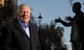 Lord Peter Hain, ex Labour cabinet minister and anti-apartheid demonstrator, poses by the statue of Nelson Mandela in Parliament Square on December 2nd 2019 in London