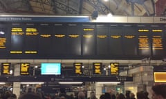 Empty departure boards at Victoria station.