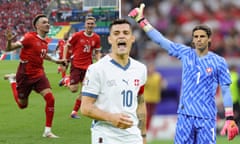 From left to right: Ruben Vargas and Michel Aebischer celebrate a goal, the captain Granit Xhaka and the goalkeeper Yann Sommer