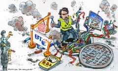 Cartoon showing that Gavin Patterson has a lot of problems on his hands at BT.