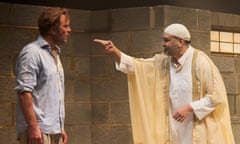 Daniel Lapaine and Tony Jayawardena in The Invisible Hand at the Kiln theatre, London.