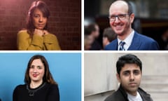 Clockwise from top left: Rachel De-lahay, Jack Thorne, Vinay Patel and Lucy Prebble