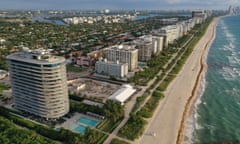 *** BESTPIX *** First Anniversary Of Surfside Condo Collapse Nears In Florida<br>SURFSIDE, FLORIDA - JUNE 22: In an aerial view, a cleared lot where the 12-story Champlain Towers South condo building once stood is seen on June 22, 2022 in Surfside, Florida. This week marks the first anniversary of the tragic event where 98 people died when the building partially collapsed on June 24, 2021. (Photo by Joe Raedle/Getty Images) *** BESTPIX ***