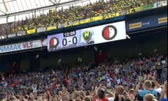 ADO Den Haag fans shower Feyenoord supporters with cuddly toys