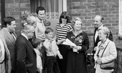 Margaret Thatcher in 1980 with members of the GLC and the Patterson family.