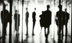 Distorted silhouettes office workers