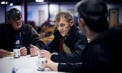 People chat at a breakfast club hosted at the Church on the Street in Burnley