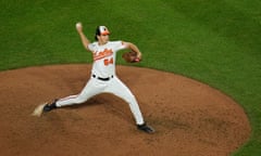 Orioles starting pitcher Dean Kremer throws to the Red Sox during the sixth inning of a September game in Baltimore.