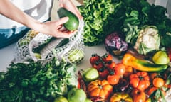 Fresh vegetables on a counter shining in the sun