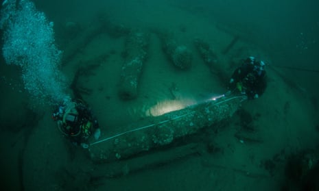 Royal shipwreck off Norfolk coast comes to light in underwater footage – video