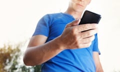 Close up of a man using mobile smart phone<br>F00KC2 Close up of a man using mobile smart phone