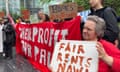 Members of the London Renters Union protest outside the offices of Grainger plc, a UK private landlord company with over 10,000 properties