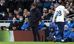 Antonio Conte looks away as Tanguy Ndombele trudges off the field midway through the second half