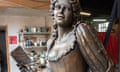 The lifesize bronze sculpture of the writer Aphra Behn ready to leave the foundry.