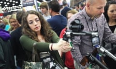 National Rifle Association Holds Annual Meeting In Louisville, KY<br>LOUISVILLE, KY - MAY 21: Gun enthusiasts look over Smith &amp; Wesson pistols at the NRA Annual Meetings &amp; Exhibits on May 21, 2016 in Louisville, Kentucky. About 80,000 visitors are expected to attend the three-day event. (Photo by Scott Olson/Getty Images)