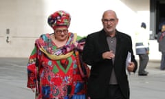 Alan Yentob and Camila Batmanghelidjh outside the BBC.