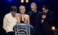 Joff Oddie, Ellie Rowsell, Theo Ellis and Joel Amey of Wolf Alice win the Mercury prize 2018.