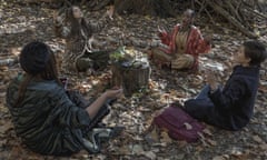 Cailee Spaeny (Finalized);Zoey Luna (Finalized);Gideon Adlon (Finalized);Lovie Simone (Finalized)<br>THE CRAFT: LEGACY (l-r) Lourdes (Zoey Luna) Frankie (Gideon Adlon) Tabby (Lovie Simone) and Lily (Cailee Spaeny) practice their rituals in the woods in Columbia Pictures’ THE CRAFT: LEGACY.