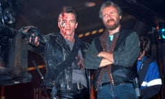 Forward to the future, again … Arnold Schwarzenegger, who will star in the next Terminator film, on set with James Cameron, who is returning to the franchise, for 1991’s Terminator 2: Judgment Day.