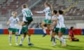 Republic of Ireland players celebrate after Denise O'Sullivan scores their late winner.