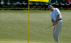 Ernie Els of South Africa chips onto the 18th green in final round play during the 2017 Masters in Augusta<br>Ernie Els of South Africa chips onto the 18th green in final round play during the 2017 Masters golf tournament at Augusta National Golf Club in Augusta, Georgia, U.S., April 9, 2017. REUTERS/Jonathan Ernst