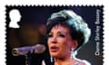Undated handout photo issued by Royal Mail of one of their new set of stamps honouring Dame Shirley Bassey showing her at the BBC Electric Proms, The Roundhouse, 2009. This is the first time Royal Mail has dedicated an entire stamp issue to a solo female music artist.