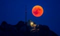 Total lunar eclipse on 27 July 2018, seen over the Säntis Mountain, Appenzell, Switzerland.