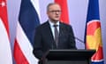 Anthony Albanese addresses the media at Asean summit in Melbourne on Wednesday.