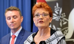 Pauline Hanson, with James Ashby by her side, defends One Nation following al-Jazeera’s undercover investigation