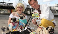 Sarah McIntyre and Philip Reeve with pugs