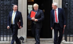 (Left to right) international trade secretary Liam Fox, foreign secretary Boris Johnson and Brexit secretary David Davis.