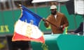 Honorary race starter LeBron James waves the flag to start the 100th running of the 24 Hours of Le Mans at the Circuit de la Sarthe on Saturday in Le Mans, France.